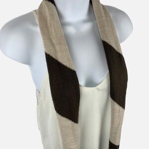 Old Navy Creme Brown Color Block Striped Scarf